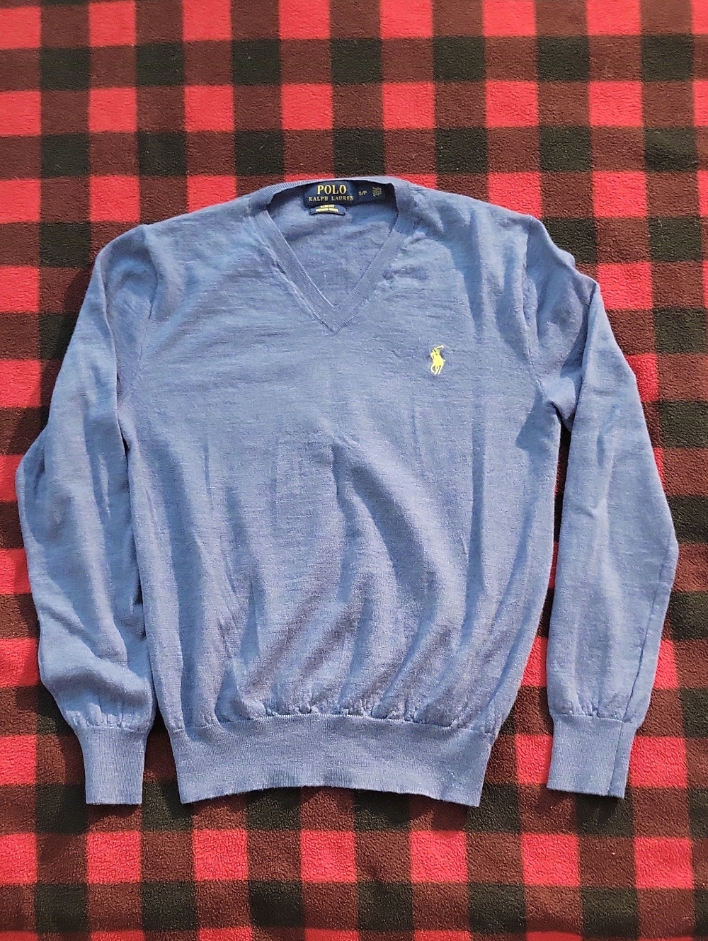 Polo by Ralph Lauren Light Blue V-Neck Sweater Slim Fit